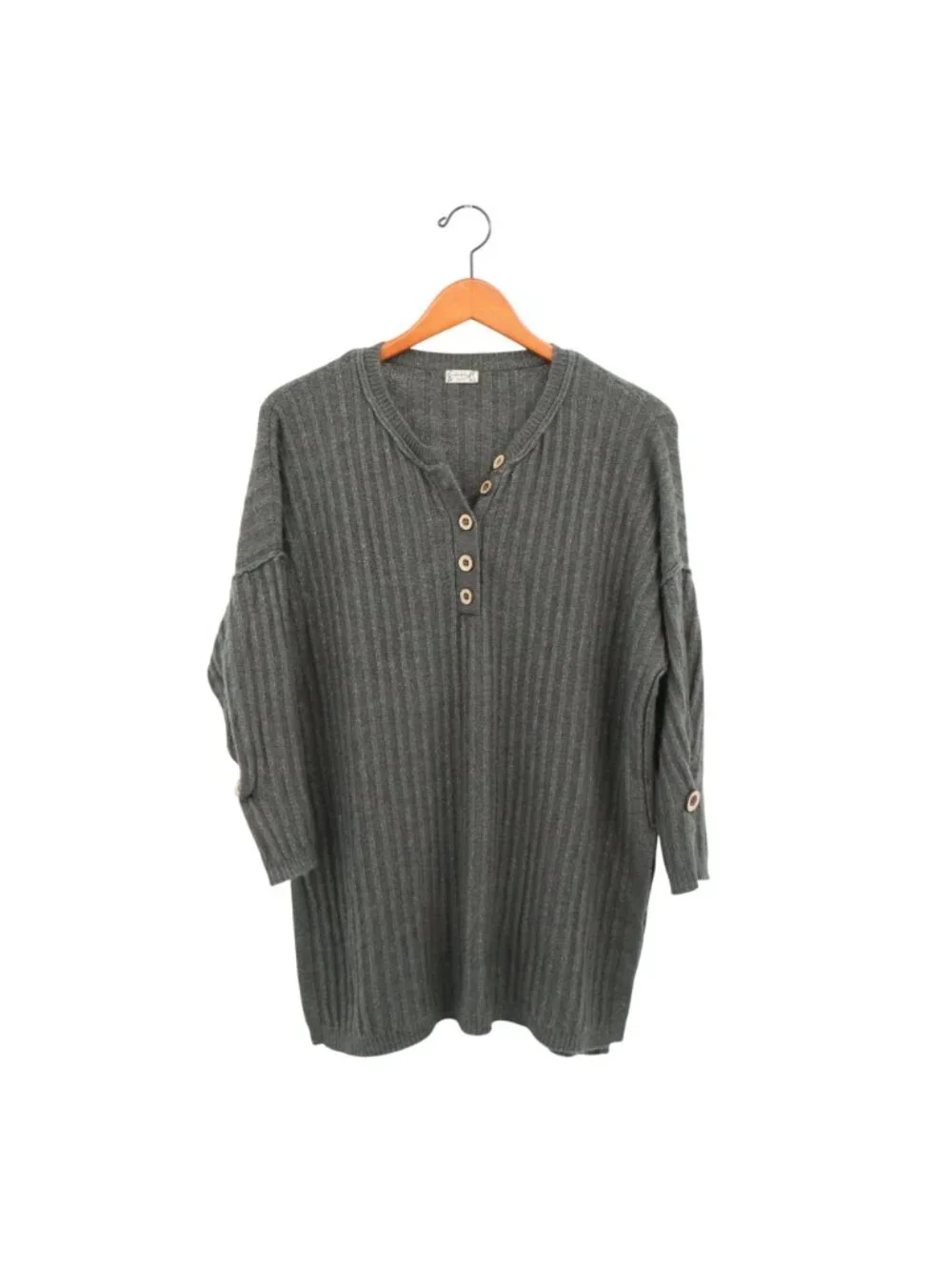 Free People Intimately Around the Clock Pullover Henley Button Sweater XS